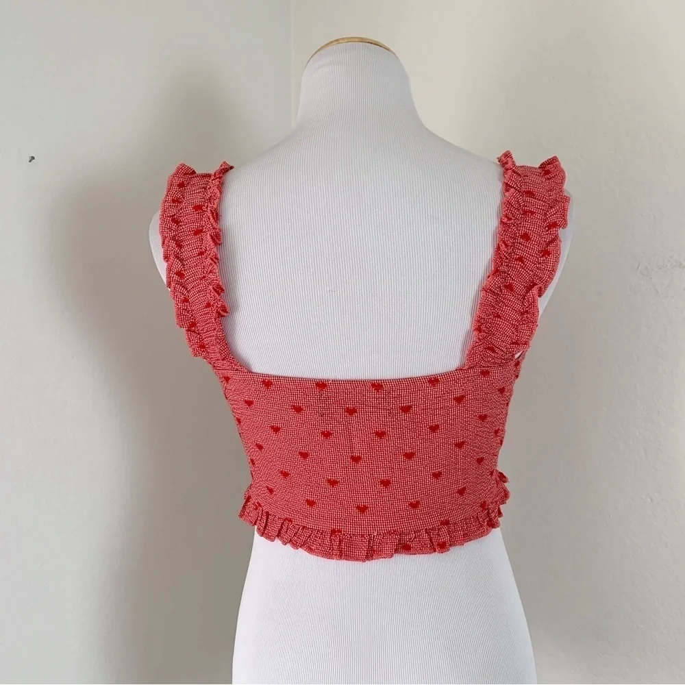 Cider Gingham Check Heart Crop Top Size Small Red - Picture 11 of 12